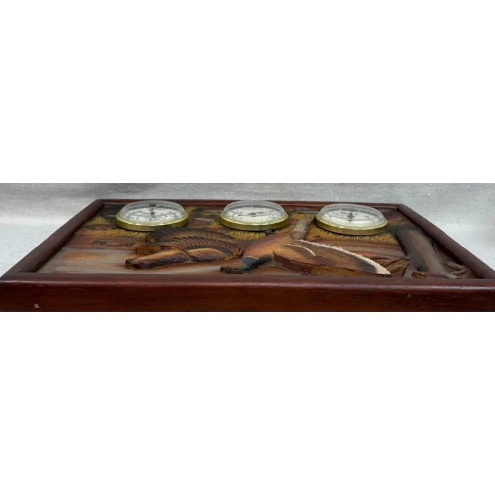 Bridger Trading Company Pheasant Wood Relief Weather Station Clock Barometer